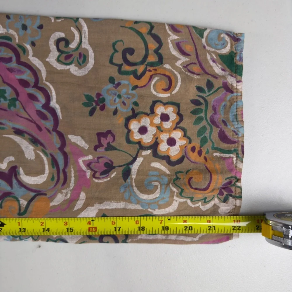 Venti6 Spring Floral Print Tie-Front Top Beige Multi Size M